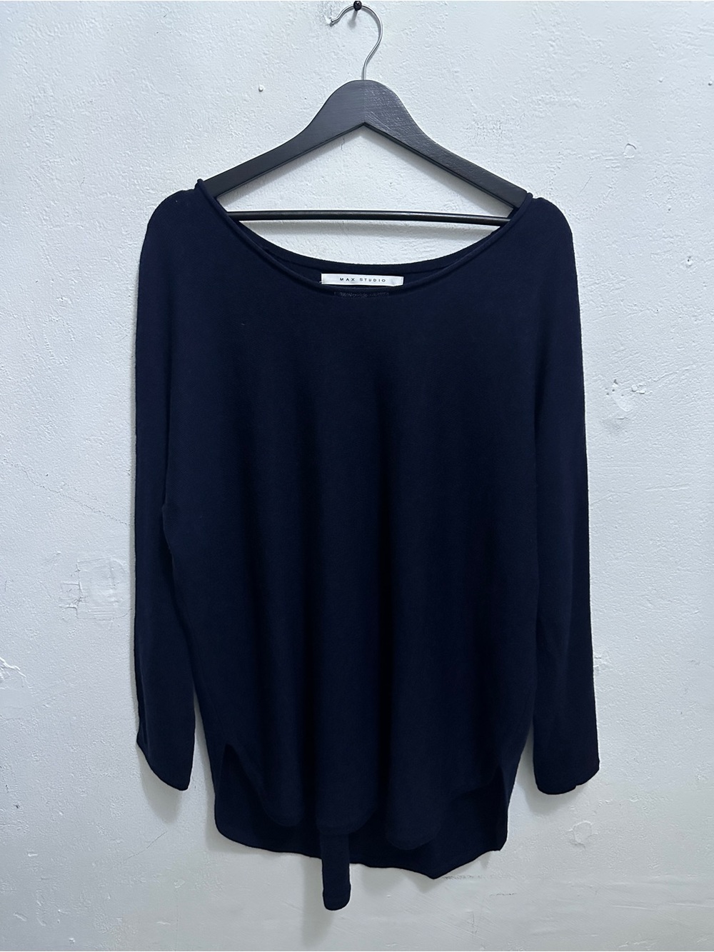 MAX STUDIO Women’s 3X 100% Extra Fine Merino Wool Navy Blue Sweater Pullover